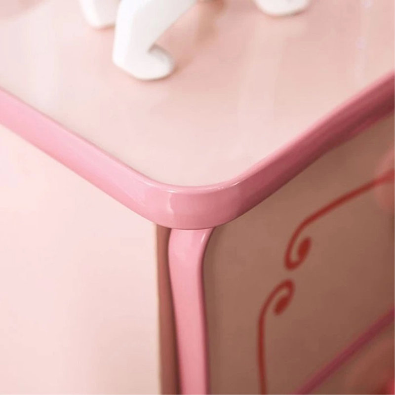 Wooden 2 Drawers Nightstand In Pink Finish