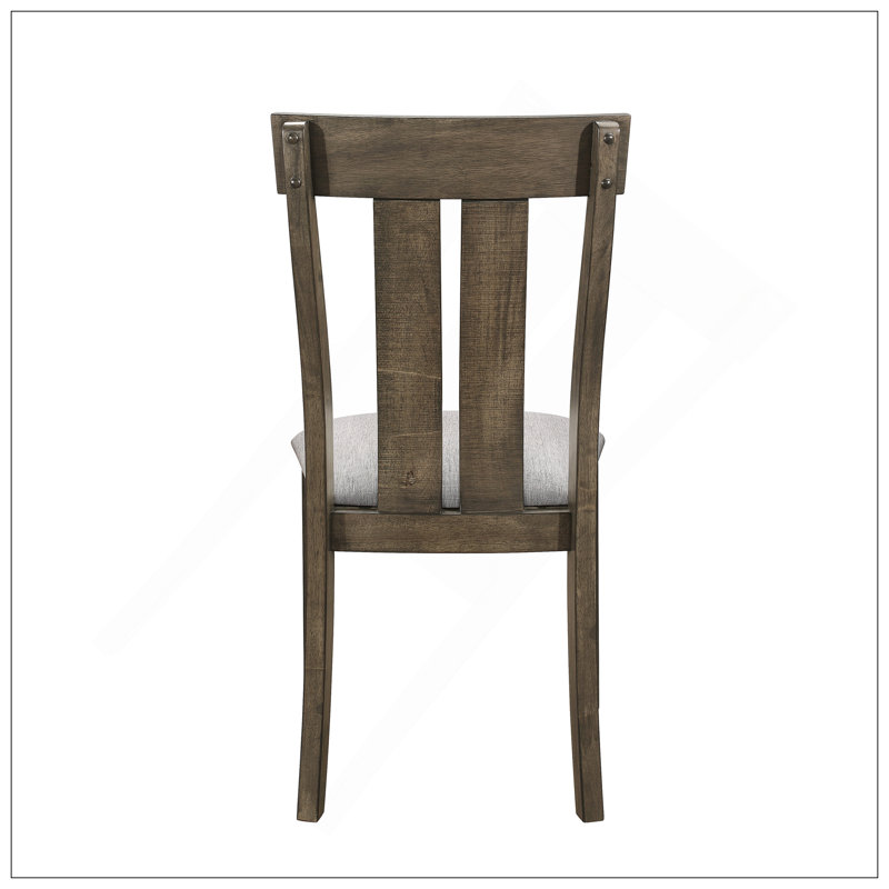 Chaise de salle à manger 2 pièces en chêne brun et en tissu gris de style campagnard rustique, assise rembourrée pour plus de confort et de durabilité