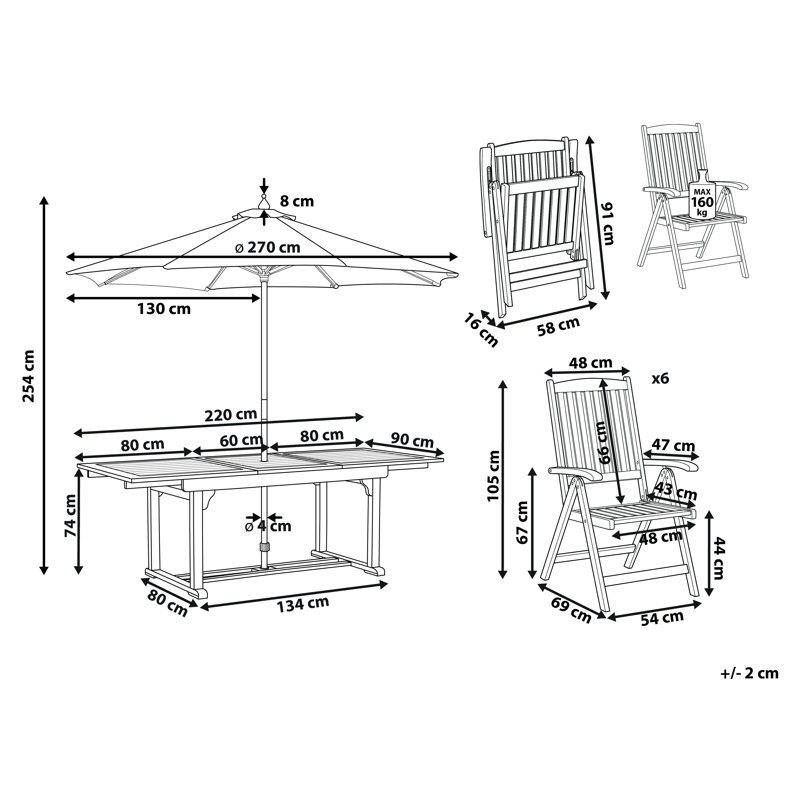 Dewaine 6 - Person Patio Dining Set with Rectangular Table, Blue