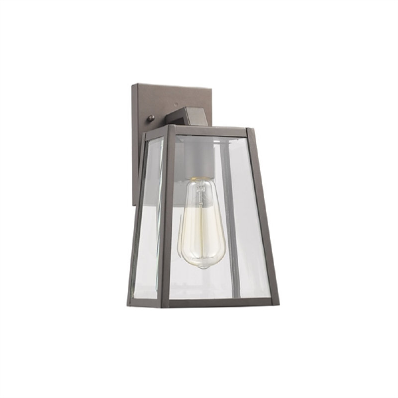 Lanterne murale d'extérieur en verre biseauté Lilaram, Bronze huilé, H 11,42 po x l 5,51 po x P 6,14 po