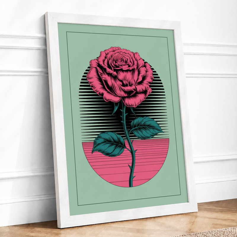 Rose in Pink Modern - Framed Print, A1 - 84.1 x 59.4 cm, White