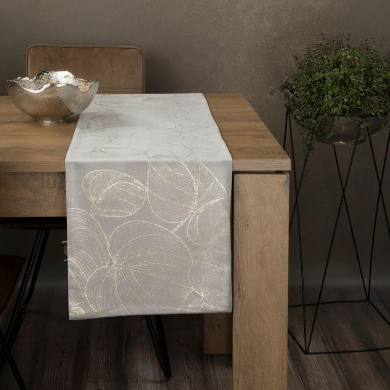No Pattern And Not Solid Colour Table Runner, 35cm W x 220cm L, Silver