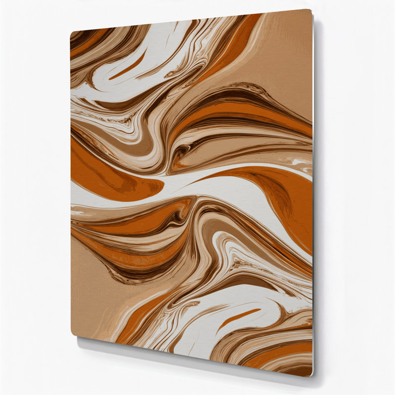 Art abstrait abstrait en métal brun 17, H 11 po x l 14 po
