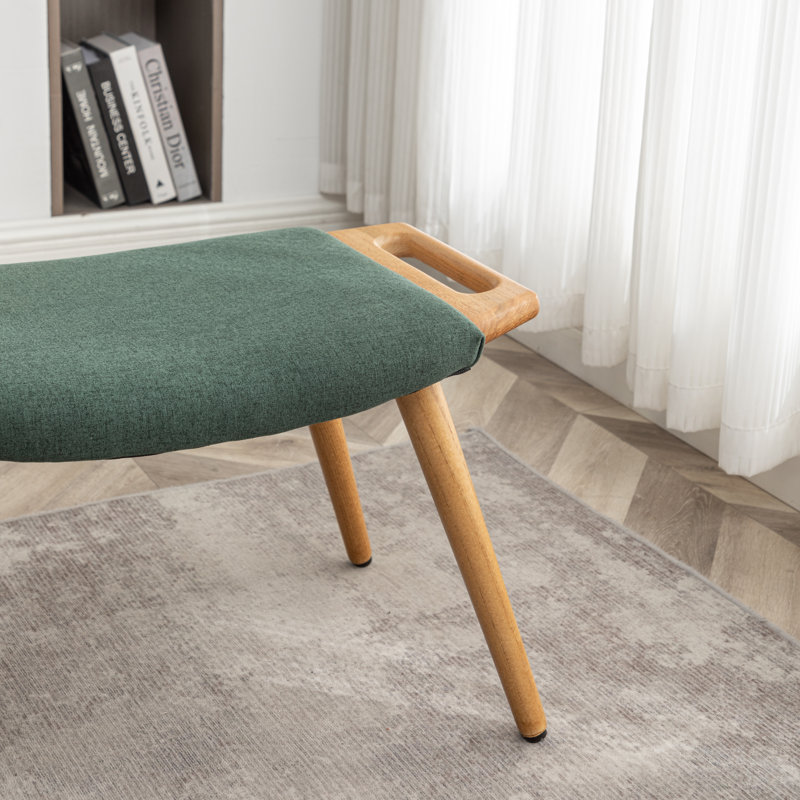 Kronsberger Upholstered Ottoman, Green Linen Blend