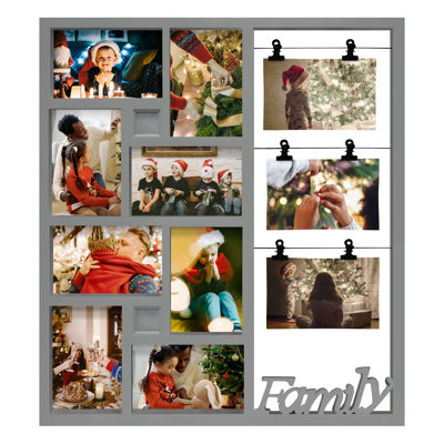 2 Pack Family Collage Photo Frame With Clip Hanging Design