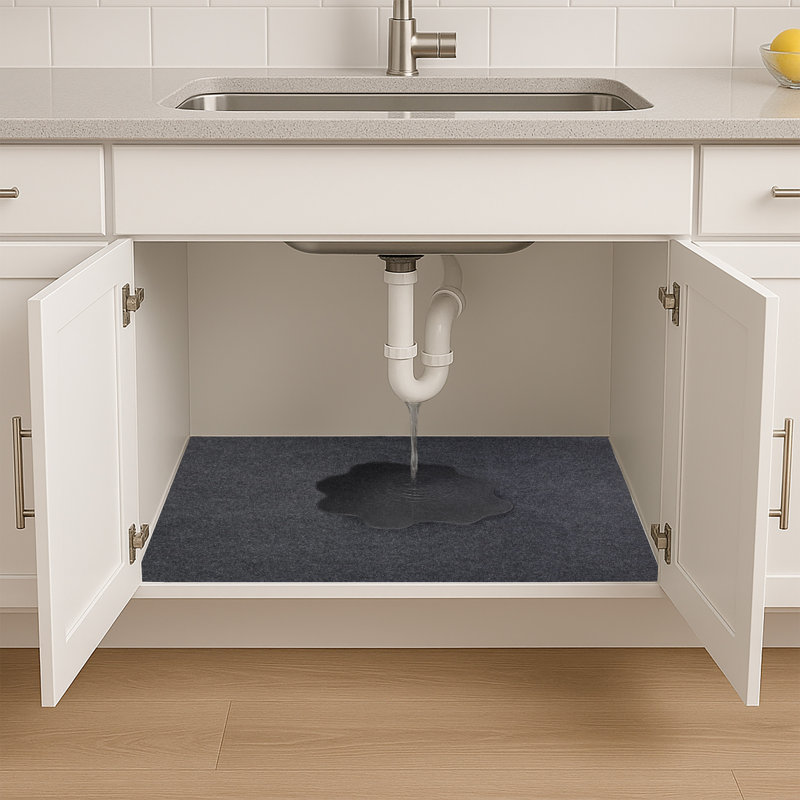 Sous-lavabo, doublure d'armoire protectrice pour la cuisine et la salle de bain - absorbante, imperméable et ajustable (24 po x 29 po) (gris anthracite) (fabriquée aux États-Unis)