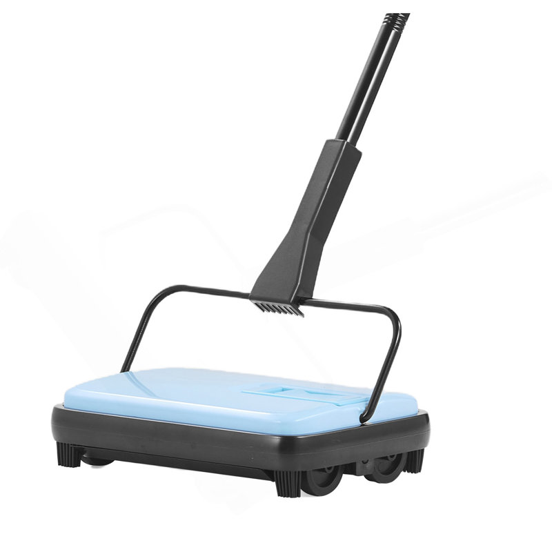 Balayeuse à tapis manuelle de 6,7 pouces de largeur avec balais non électriques - bleu