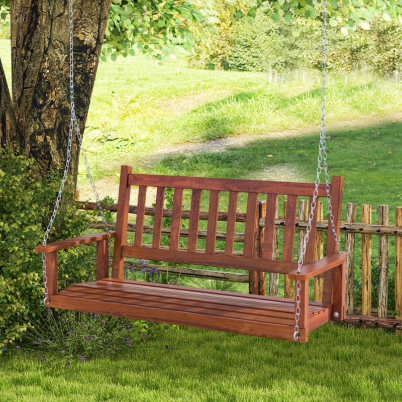 Balancelle en bois massif pour 2 personnes Pessina, Brun, 53.5"
