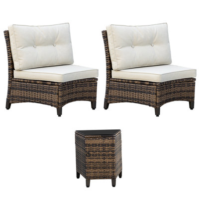 2-Person Armless Single Chairs with Side Table