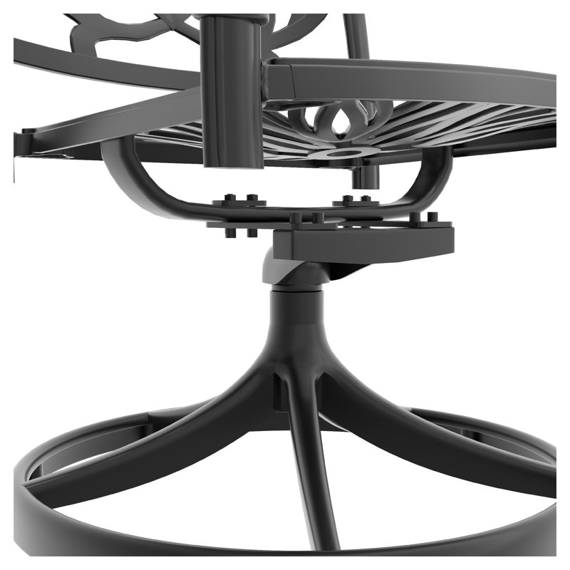 Ensemble de salle à manger 7 pièces en aluminium coulé toutes saisons avec 2 chaises pivotantes, noir