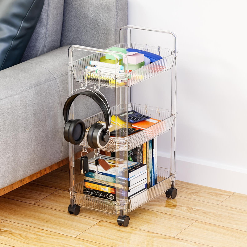 Clear 3 Tier Rolling Utility Cart with Wheels