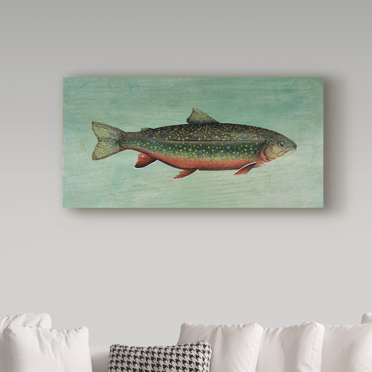 Trout' Acrylic Painting Print On Wrapped Canvas Highland Dunes Size: 24 H x 47 W