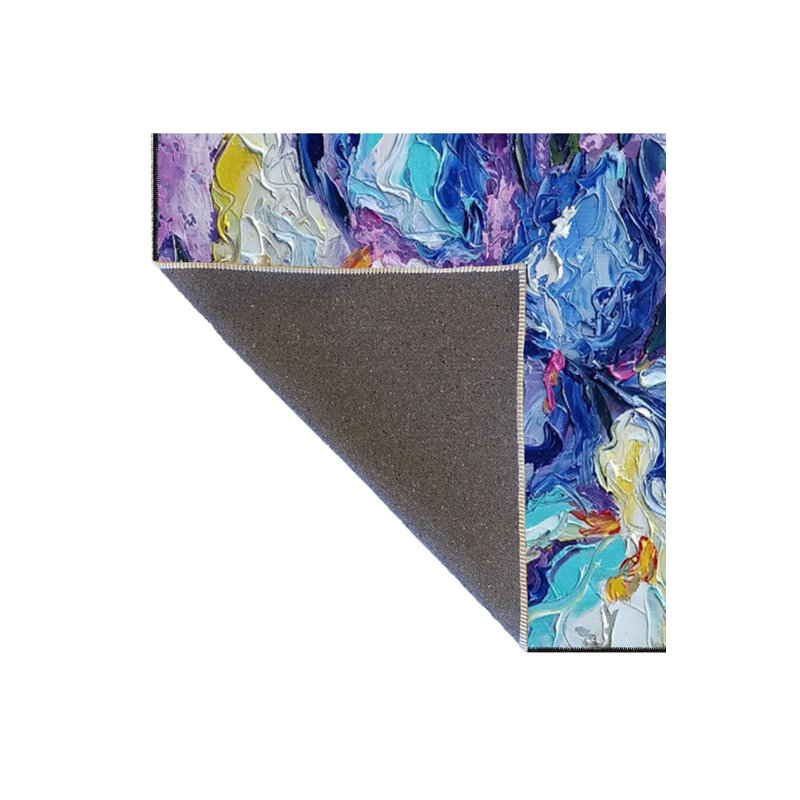 Tapis tissé lavable à motif mer, Sous-tapis rectangulaire de 3 pi 3 po x 4 pi 11 po