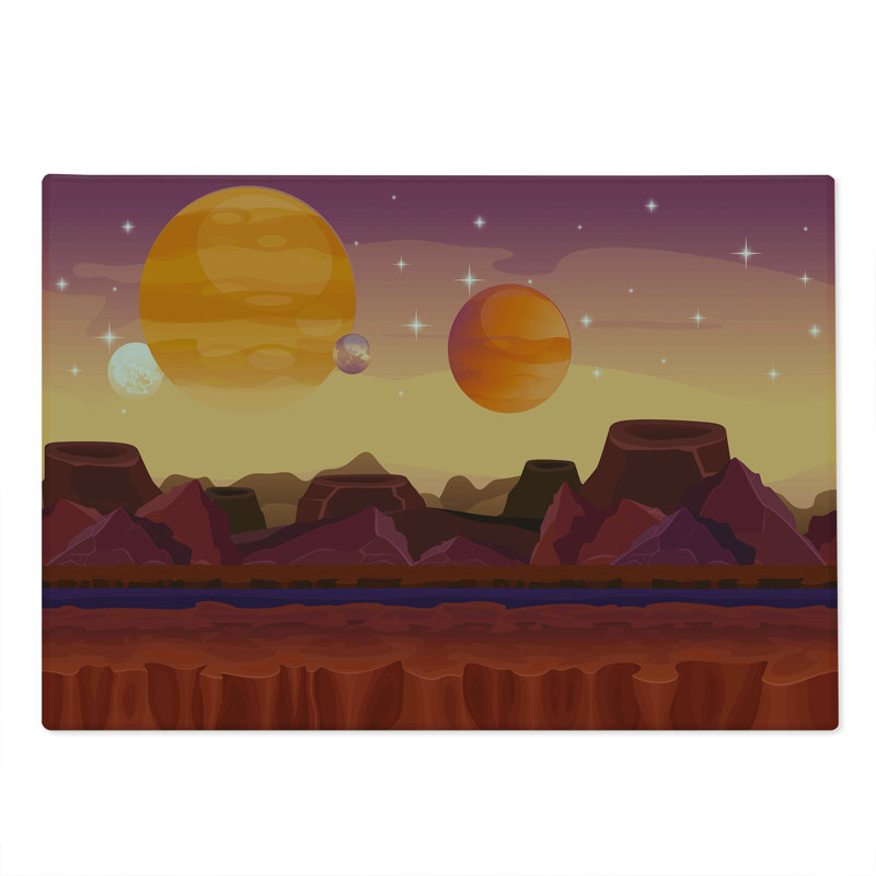 Ambesonne Outer Space Cutting Board Large Size Planetary Graphic Dried Rose Marigold