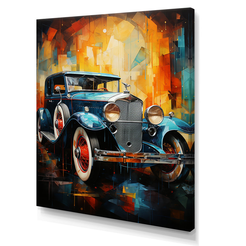«Abstract Vintage Car Memory I», art mural sur toile rétro, H 20 po x l 12 po x P 1 po, Toile tendue