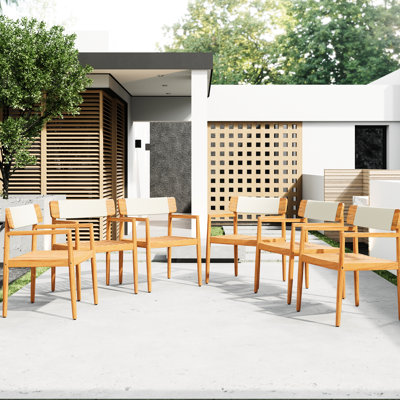 All - Weather 4 Piece Patio Furniture Featuring Braided Wood Outdoor Dining Chairs With . Look, White Rope Weave For Style And Durability, Ergonomic Seat Comfortable Lounging Durability Aesthetic,
