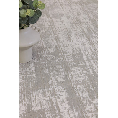 Abrienne Soft Shiny Modern Grey/White Rug