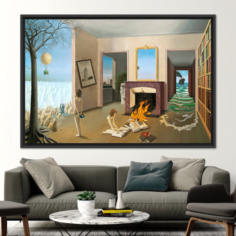 Reproduction d'art abstrait surréel sur toile, "Reproduction d'une célèbre fille solitaire", H 41 po x l 94 po