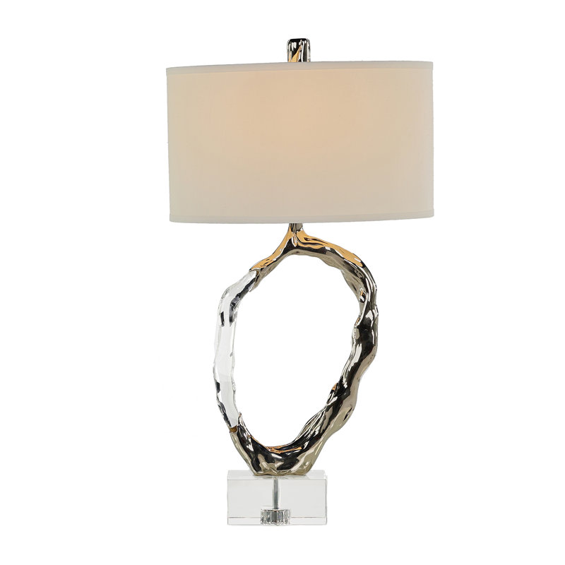 Metallic Ice Table Lamp, Brass, Gold, Silver, Cotton