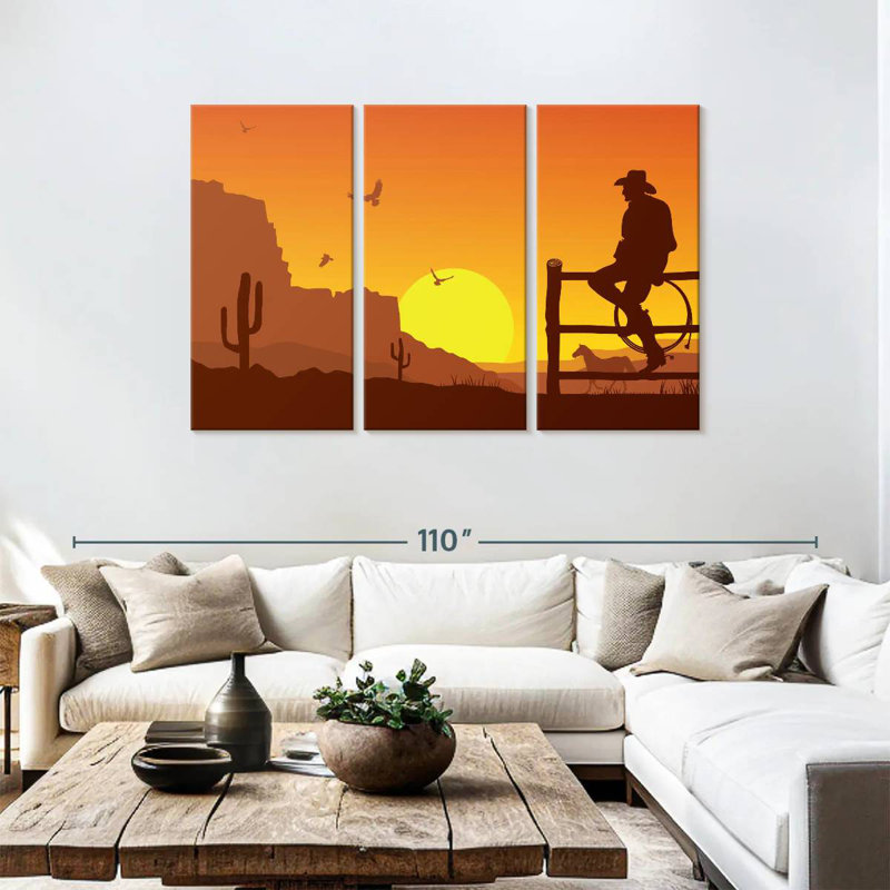Lelar Western Cowboy Sunset, 48" H x 74" W