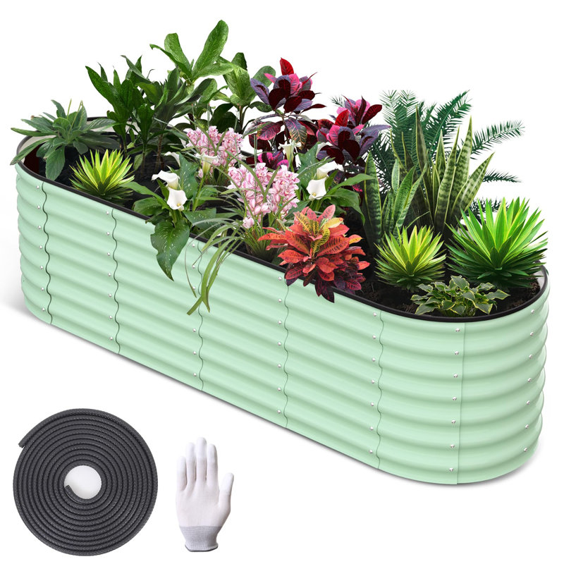Metal Raised Garden Bed, 60cm H x 244cm W x 60cm D, Green