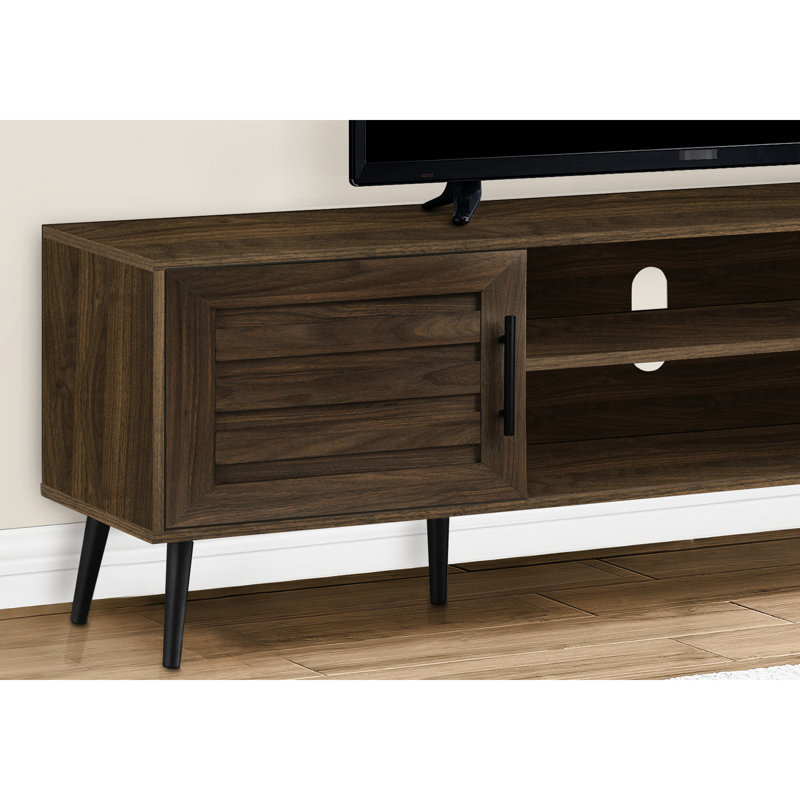 Console 72 po pour téléviseur avec stratifié brun, pieds noirs pour armoire pour appareils multimédia, stratifié