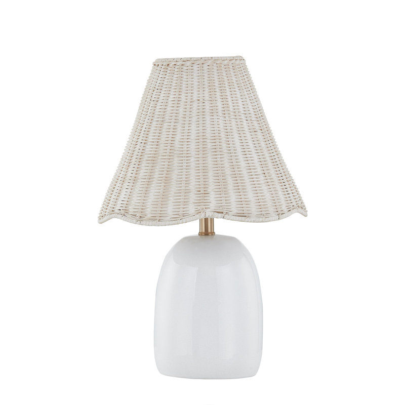 Lampe de table 18 "avec abat-jour en rotin Prairie, blanc