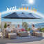 Parasol de marché extérieur lumineux à double face avec base Emanuell 14,5 pi x 8,3 pi avec base Emanuell-1050937818
