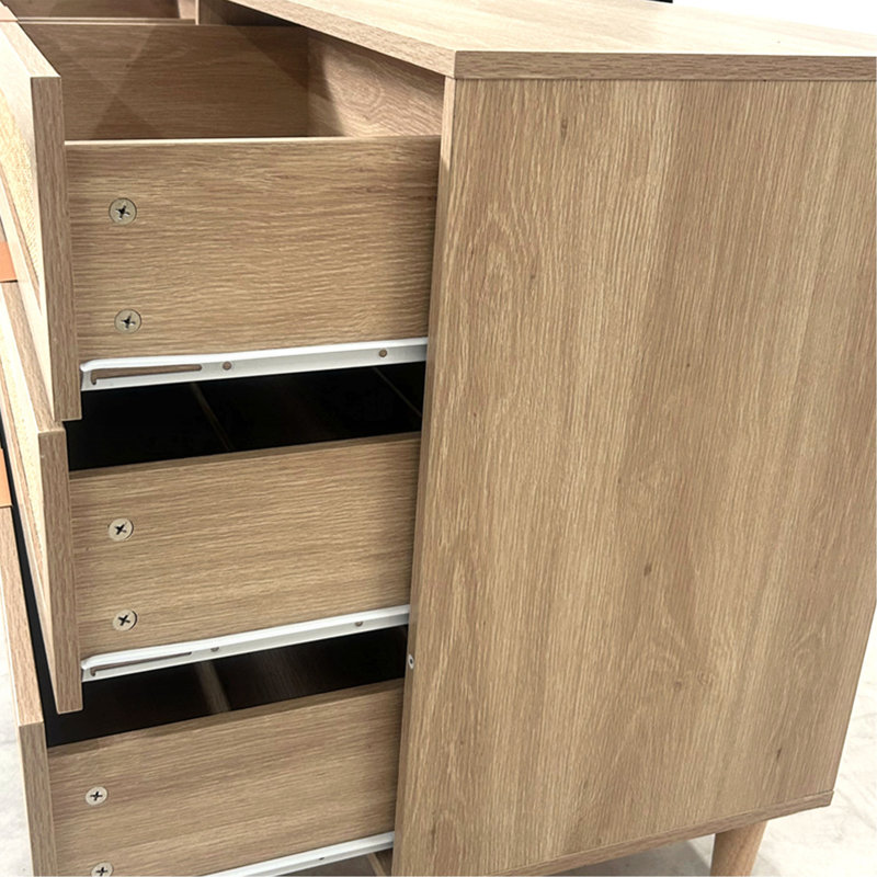 51.18"6-Drawers Rattan Storage Cabinet Rattan Drawer With White Drawer Slides,For Bedroom,Living Room, Natural