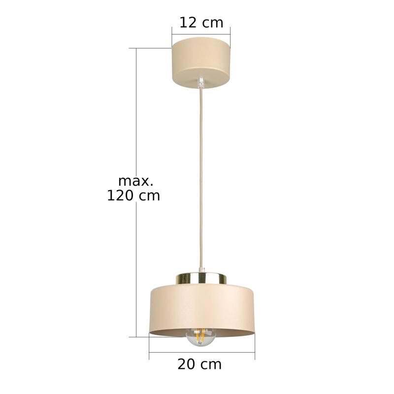 1 - Light Drum Pendant, Beige