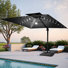 Parasol extérieur rectangulaire en porte-à-faux à DEL 129 po x 105 po, poids comptoir inclus