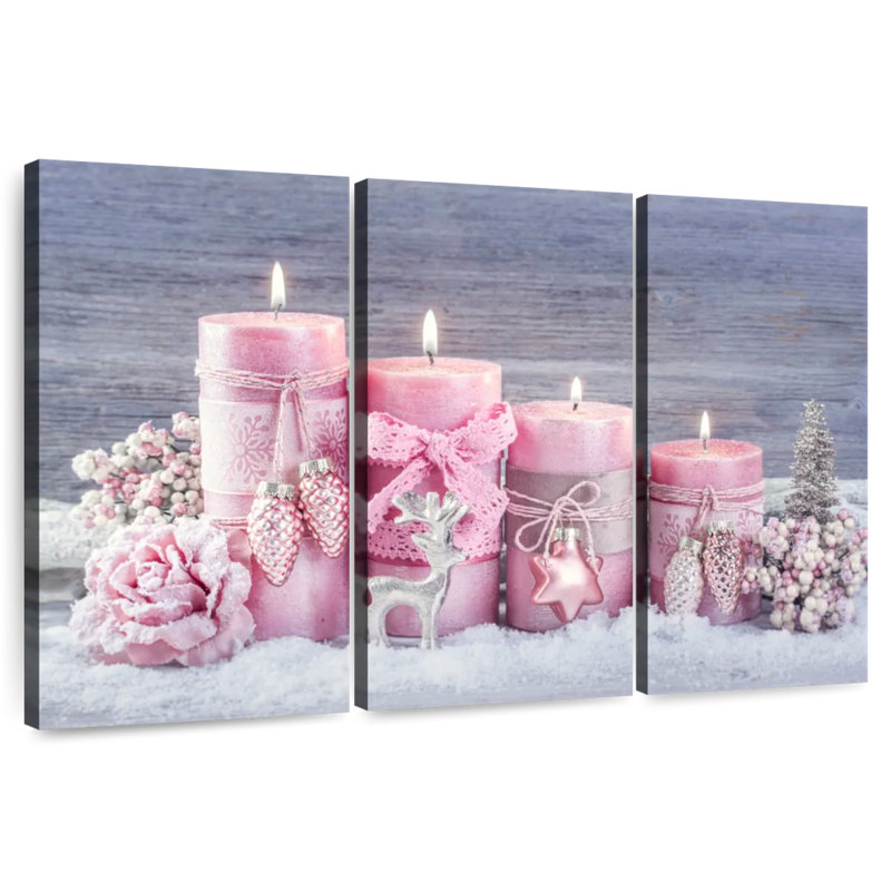 Bougies roses de l'Avent, H 36 po x l 57 po