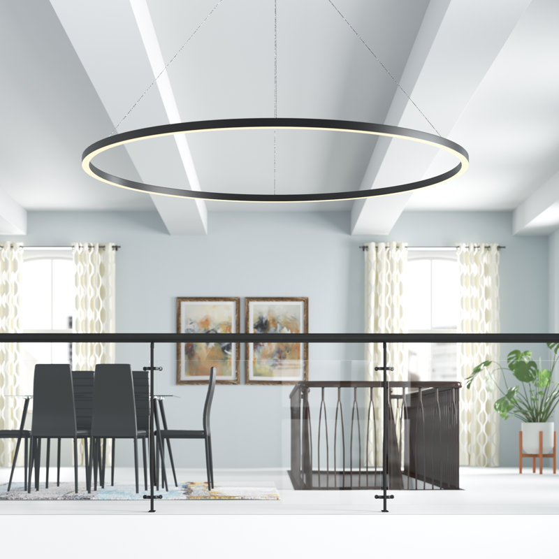 Tania Sleek Circular Adjustable LED Chandelier in Black