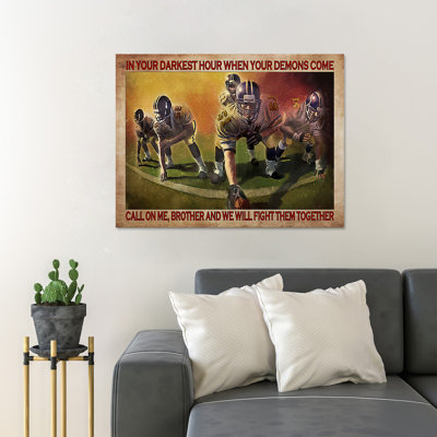American Football Players -In Your Darkest Hour When Your Demons Come - Wrapped Canvas Textual Art