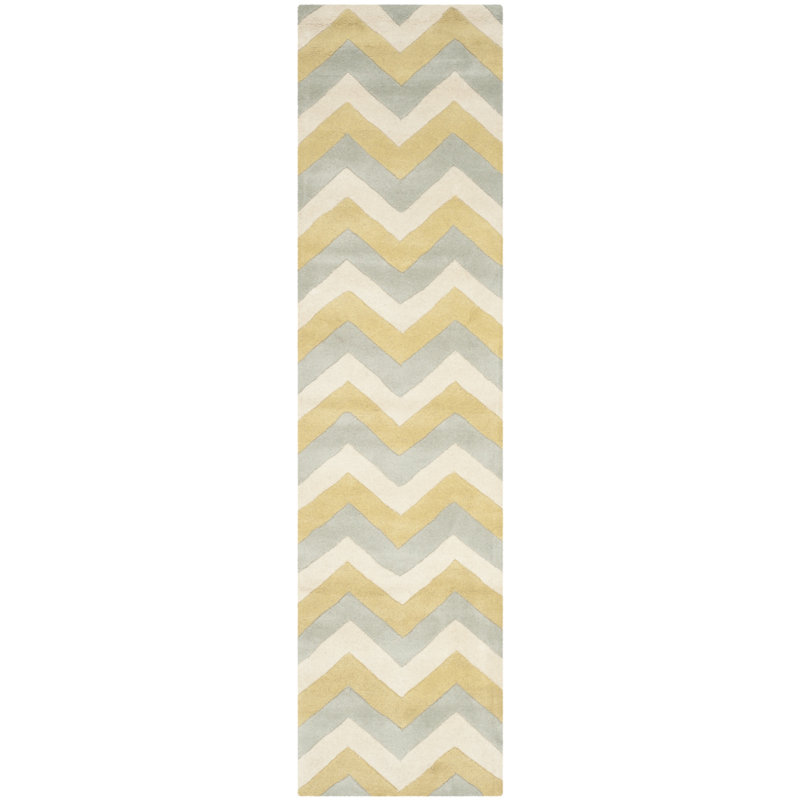 Teresita Hand Tufted Wool Chevron Rug, Runner 2'3" x 9'