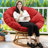 Borset Swivel Powder Coated Steel Outdoor Lounge Chair-532043209-532043208