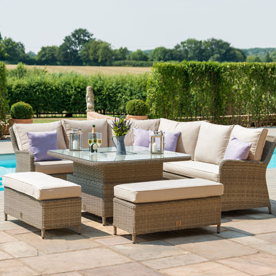 Balch Royal Corner Rattan Dining Set - with Ice Bucket & Rising Table
