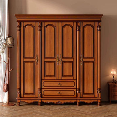 American Retro Light Luxury Brown Wardrobe