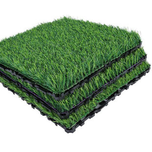 36-pack 12"x12" Interlocking Artificial Grass Tiles - Waterproof, Non-slip Turf Flooring For Patio, Balcony & Backyard, Pet-friendly & Easy Diy Installation