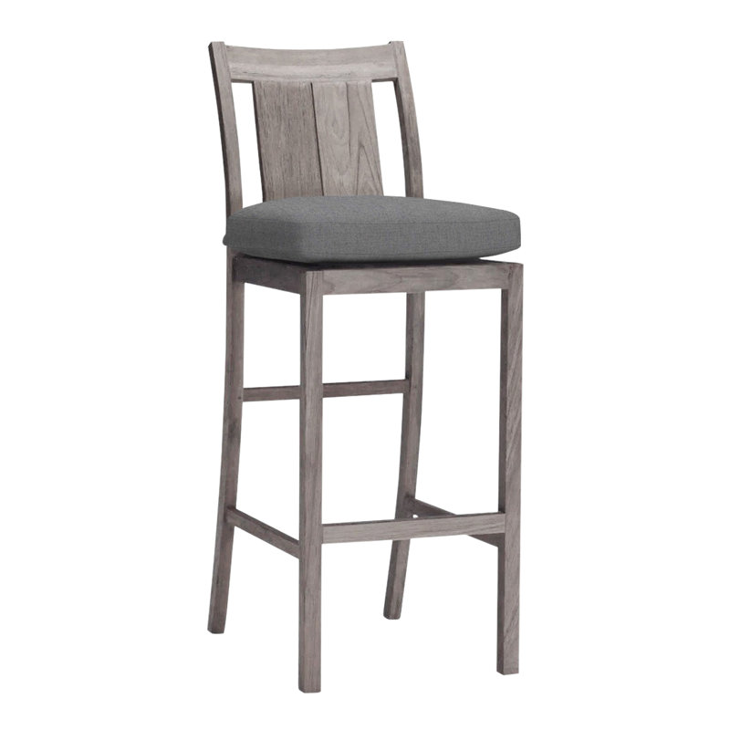 Tabouret de comptoir 24 po Croquet, Pas de soudure, Teck huître, Verona brume