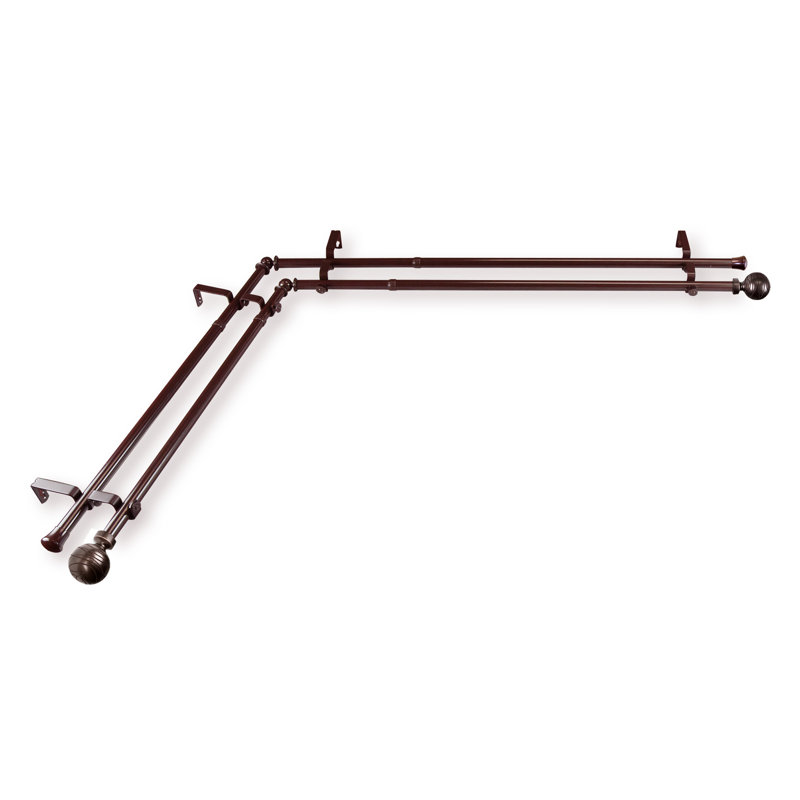 Tringle à rideaux d'angle pour fenêtre double, Cacao, L 48 po x l 84 po