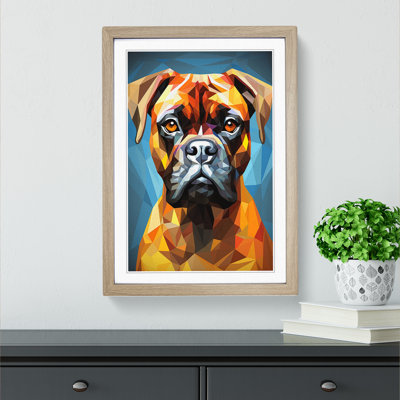Boxer Dog Geometric Art - Framed Print
