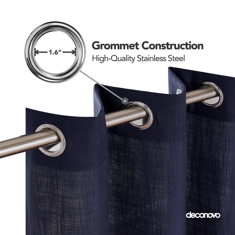Grommet Solid Curtains (Set of 2), 52" W x 72" L, Navy Blue