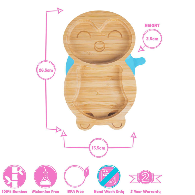 Tiny Dining - Penguin Bamboo Suction Plate, Beige