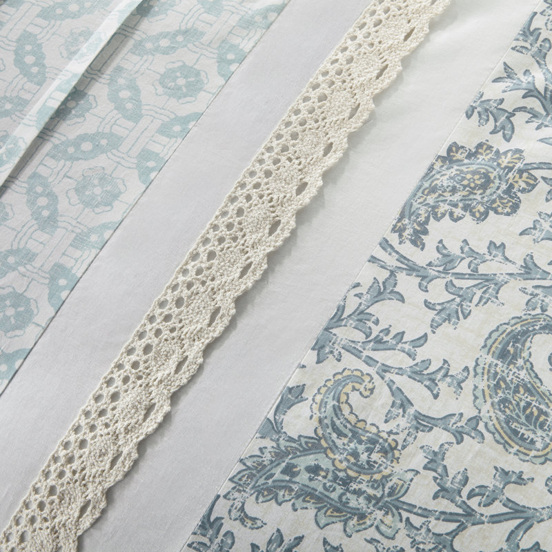 Ensemble de housse de couette 100 % coton de 9 pièces Dawn, Housse de couette pour grand lit, Turquoise