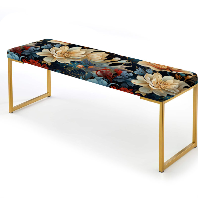 Motif floral Modern Inspirations - banc rembourré floral doré