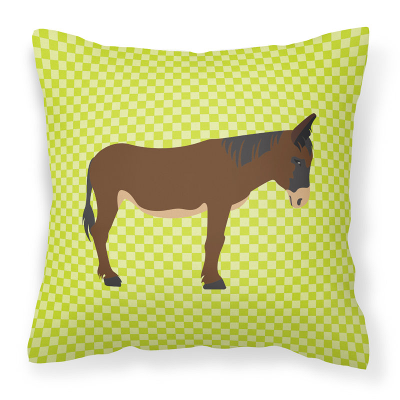 Coussin décoratif extérieur zamorano-leones donkey check, 18 po x 18 po, Vert