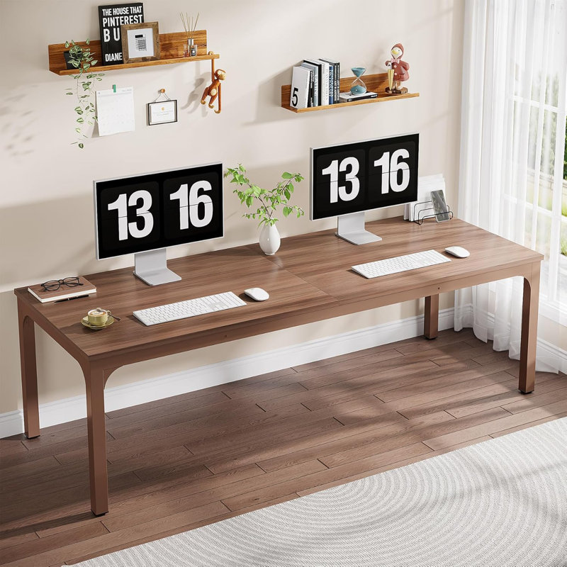 Steel Executive Desk, Coffee Brown, Coffee Brown