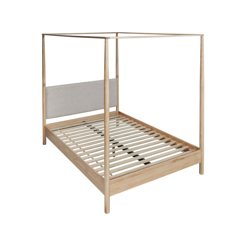 Adem Queen Canopy Bed Set, Beige