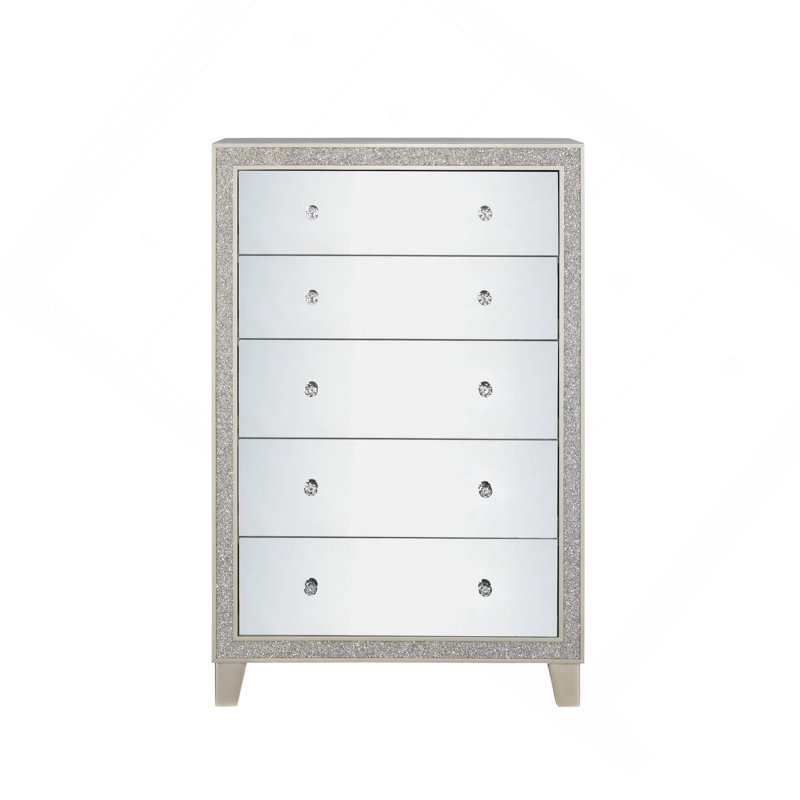 Commode à finition miroir et champagne Sliverfluff